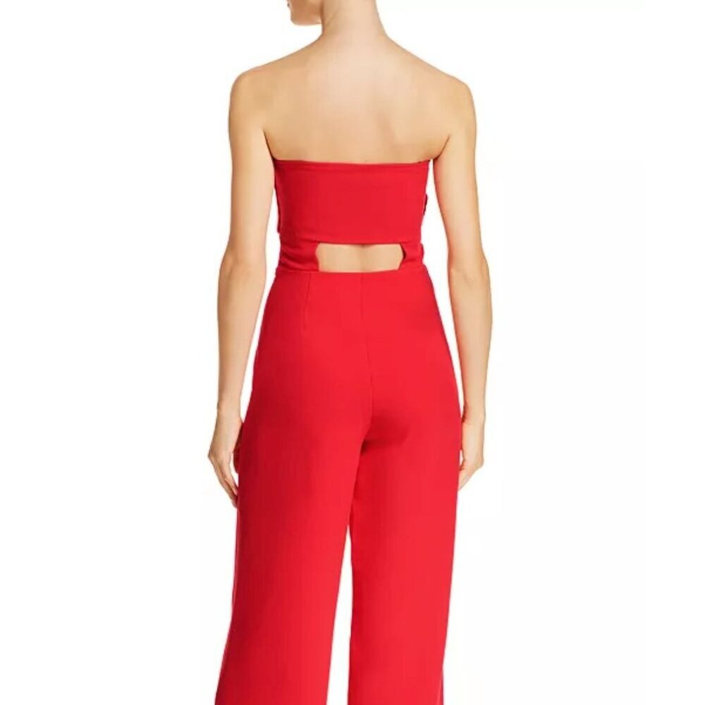 Parvenue Red Strapless Bow Jumpsuit - Size M - Picture 2 of 12